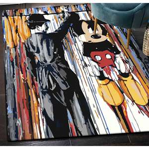 Alfombra de Charlie Chaplin y Mickey Mouse: Arte de Graffiti Colorido, con Pelo Suave - Product Image 2