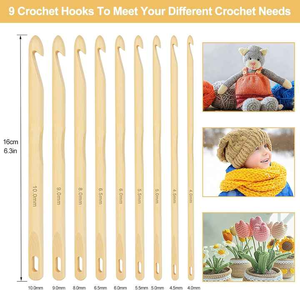 Aiguilles à crochet en bois élégantes faites à la main, ensemble de crochets lisses et confortables pour le tricot à la main pour l'artisanat - Product Image 2