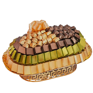 Bandeja de chocolate de metal plateado de primera calidad, bandeja de chocolate decorativa de último diseño, acento de fregona de madera para regalo de ocasiones especiales - Product Image 5