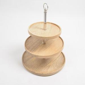 Soporte de pastel de madera decorativo de lujo, soporte de exhibición de postres y cupcakes de forma ovalada de alta calidad con mango elegante de metal - Product Image 4