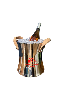 Vente chaude en laiton Antique fini boisson refroidisseur de vin avec supports pour Barware seau à vin décoratif avec poignée en cuir - Product Image 2