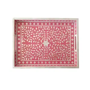 Plateau rose incrustation d'os Design plateau de service en bois décoratif complexe pour la maison bois de taille personnalisée - Product Image 3