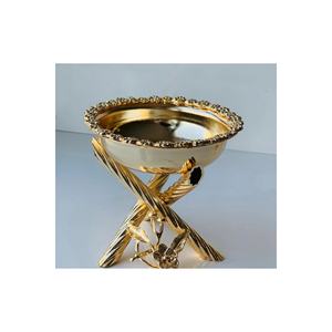 Single <b>Snack</b> <b>Bowl</b> in Gold Brass with Multi-Flower Design - Product Image 1