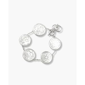 Pulsera Redonda Hueca con Cierre de Palanca, Bañada en Rodio - Product Image 2
