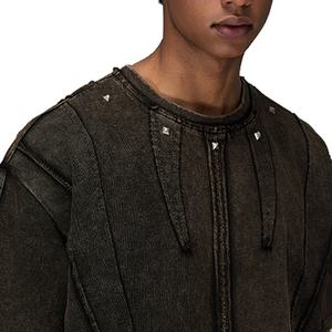 Nueva ropa de calle, camiseta de gran tamaño con hombros caídos, camisetas de manga corta con cuello simulado Vintage desgastadas para hombre, OEM - Product Image 2