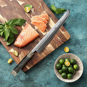 Cuchillo Sakimaru de Lujo de 10 Pulgadas - Cuchillo para Sushi de Acero Damasco de 67 Capas con Mango de Ébano - Product Image 3