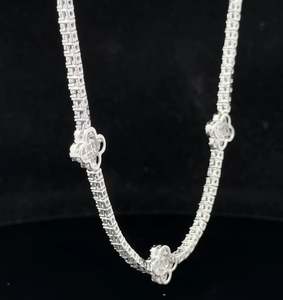 Collier fantaisie en or blanc 14 carats et diamantsCollier de tennis en diamant pour hommes et femmes, rond cultivé en laboratoire - Product Image 3