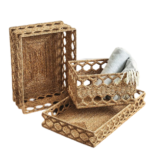 Juego de 2 bandejas decorativas ecológicas para servir algas marinas, modernas, tejidas a mano de Vietnam, venta al por mayor - Product Image 2