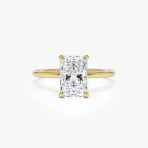 Cautivador Anillo de Compromiso con Diamante Cultivado en Laboratorio, Corte Radiante, Halo Oculto, 1.60 Ct E-F VS, Oro de 14K, para Boda, Compromiso, Fiesta - Product Image 1