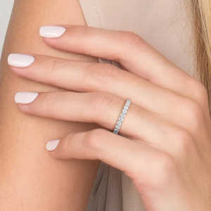 925 argent rond coupe Moissanite diamant éternité alliance pour femmes poire forme incrustation technologie de réglage - Product Image 4