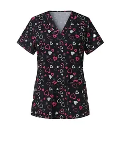 05% di sconto sulla vendita di abbigliamento medico ospedaliero uniforme personalizzata con stampa scollo a V per infermiere top Look Casual scrub medico ospedaliero