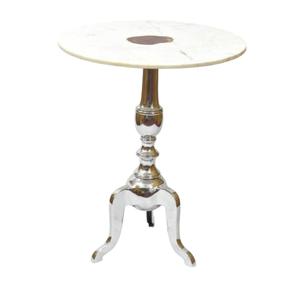 Table ronde avec dessus en marbre et fond en aluminium couleur or métal fini Table basse ronde ou table d'appoint pour meubles de maison - Product Image 6