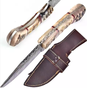 Cuchillo de Caza de Acero de Damasco de Alta Calidad, Nuevo Modelo 2025, Mango de Hueso, para Camping, OEM PRESTIGE BLADES, Personalizado, Punta Recta - Product Image 1