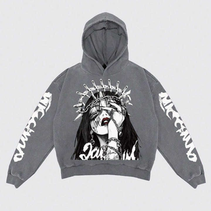 Personalizado de primera calidad de los hombres DTF impresión desgastada suelta recortada gota hombro casual hombres Sudadera con capucha 2025 - Product Image 1