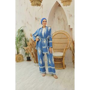 ชุด2ชิ้นลายมาริน่าอินดิโก้ของผู้หญิงฮิญาบผ้าวิสโคส - Product Image 6