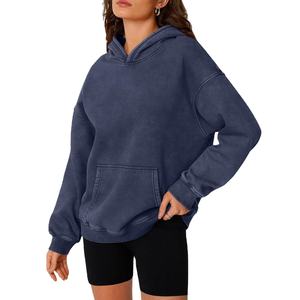 Sudadera con capucha de lavado ácido de gran tamaño a la moda para mujer, Jersey Vintage, sudadera de manga larga, trajes de otoño para mujer Queen para invierno forrado 2026 - Product Image 1