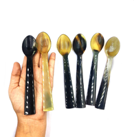 Cuillère à thé en corne de buffle personnalisée nouveauté cuillère en corne de buffle naturelle fabrication de cuillère en corne de buffle fournisseur en gros