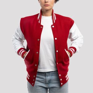 Chaqueta Bomber Varsity de Piel de Oveja Personalizada para Mujer, Transpirable, con Mangas Reversibles, Diseño OEM, para Invierno/Primavera - Product Image 1