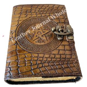 Pentagram ma thuật của chính tả wiccan cá sấu <span class=keywords><strong>in</strong></span> deckle da chính hãng cuốn sách cổ điển của bóng deckle trang Tạp Chí Celtic trống - Product Image 4