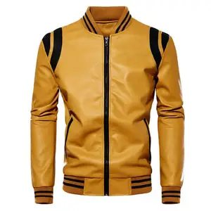 Custom Made Stand Collar Winter Wear Men's Zipper PU Leather Jacket, Fashionable Leather Jacket For Adults By Raccoon Sports