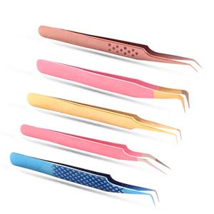 Ensemble de pinces à épiler pour extensions de cils, pointe en fibre multi-or et argent, antistatique, pinces professionnelles de haute qualité - Product Image 4