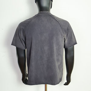 T-shirt surdimensionné personnalisé en coton épais 100% délavé au soleil, coupe épaules tombantes, style streetwear, 300 g/m², vintage, pour homme, effet délavé à l'acide - Product Image 5