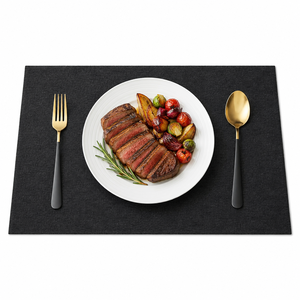 Moderne Schwarze Kunstleder-Tischsets, Hitzebeständig Ölfest Wasserdicht Rutschfest Waschbare Esstisch-Untersetzer - Product Image 3