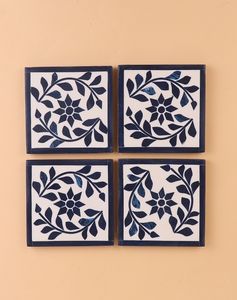 Ensemble de dessous de verre carré en résine incrusté Matériau MDF durable Tapis/coussin pour tasse à thé et café en quatre pièces pour la maison ou la table des restaurants - Product Image 1