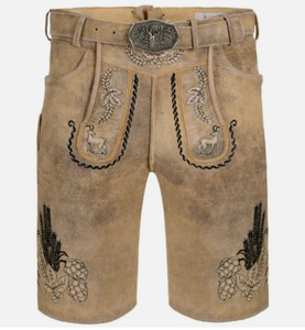 Costumes bavarois personnalisables pour hommes Short Lederhosen en cuir de chèvre de haute qualité motif plat et solide Design allemand décontracté - Product Image 1