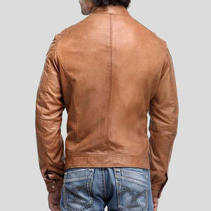 Top Design hommes 100% haute qualité en cuir véritable veste d'hiver col montant imperméable coupe-vent personnalisable manches longues - Product Image 2