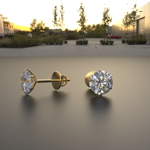 เครื่องประดับ avarta 14K 1.50ทอง Carat Moissanite unisex Solitaire studs - Product Image 5