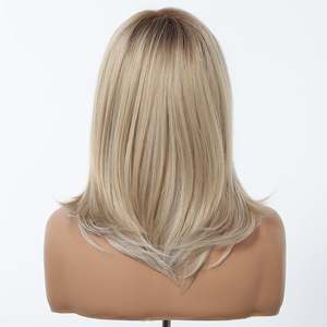 DWY Natural Elegance Shoulder-Length Blonde <b>Wig</b> Rooted for a Layered Look - Product Image 5