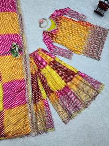 Nuevo diseñador étnico 3 piezas Gharara Kurti conjunto bordado Georgette Sharara para mujer estilo de fiesta listo para especial - Product Image 3