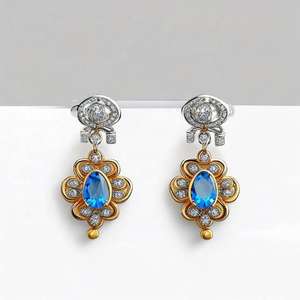 ต่างหูทรงหยดน้ำประดับบลูโทแพซ CZ ขนาด 4 นิ้ว ทำจากเงินแท้ 925 ชุบทอง 18K เหมาะสำหรับงานปาร์ตี้ งานแต่งงาน ของขวัญสำหรับเธอ - Product Image 5