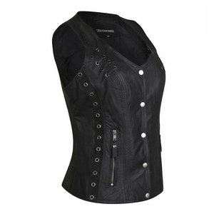 Tallas grandes manga larga transpirable ligero 100% cuero calidad profesional nueva llegada mujeres Biker chaleco - Product Image 3
