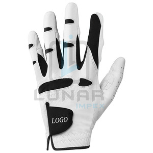 Guantes de golf antideslizantes ajustables para hombres adultos Cabretta cuero piel de oveja Color blanco deportes Golf Grip con su propio logotipo de diseño - Product Image 5
