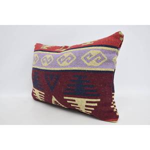 Oreiller en laine rouge 16x24 avec design géométrique traditionnel Literie portable de luxe à motif floral et vintage - Product Image 4