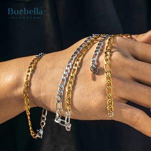 Offre Spéciale Collier chaîne Figaro bicolore en argent 925 plaqué or 18 carats 5mm pour homme - Product Image 4