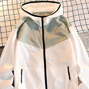 Veste coupe-vent légère d'extérieur Protection UV Tissu en fibre de glace de haute qualité et respirant Bloc de couleur bicolore - Product Image 1