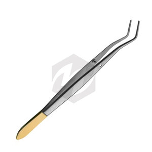 Pinces dentaires Meriam demi-or avec manche lisse, pinces à coton et à pansement, dotées de pointes chirurgicales courbées et dentelées - Product Image 1