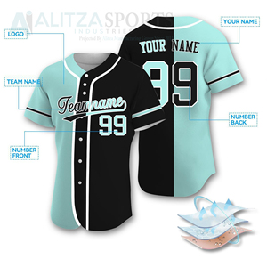 Camisetas de béisbol con logotipo personalizado, uniforme abotonado, camiseta de softbol, impresión por sublimación, patrón en blanco, conjunto de ropa deportiva, impresión personalizada - Product Image 2