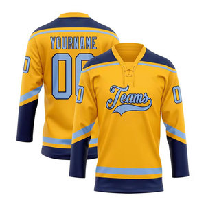 Custom Made Men's Adult 100% Polyester Ice Hockey Jersey Four-Way Stretch Personalized Team <b>Name</b> <b>Sewing</b> Pattern OEM Service - Product Image 1
