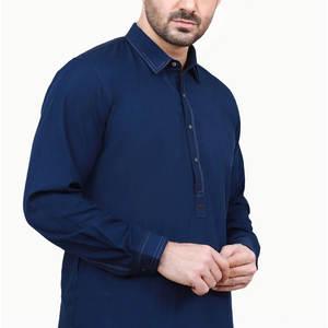 Conjuntos de Kurta Shalwar Kameez de Algodón, Ropa Musulmana de Verano e Invierno para Hombre, Shalwar Kameez Elegante en Color Liso - Product Image 4