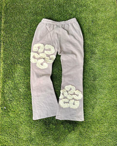 Manufacturer Wholesale Distressed Embroidery Fashion <b>Sweat</b> <b>Pants</b> Casual Trouser French Terry Wide Leg Stacked Sweatpants - Product Image 2