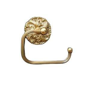 Porte-rouleau de papier toilette doré durable le plus populaire avec motif floral, en métal et bois, à fixation murale, pour la maison et les salles de bain d'hôtel - Product Image 1