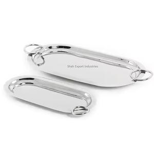 Plateau de service en métal doré fait à la main avec poignée, style moderne et luxueux, passe au lave-vaisselle, pour la maison et les mariages, qualité commerciale - Product Image 5