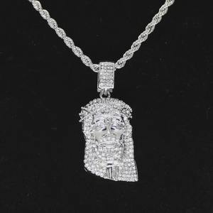 Pendentif Jésus en acier inoxydable de qualité supérieure plaqué rhodium, style hip-hop glacé avec moissanite, accessoires de mode unisexe disponibles - Product Image 2