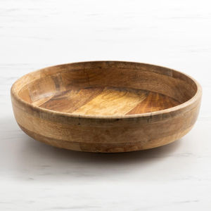 Bol à fruits en bois de manguier naturel artisanal, design rond moderne, pour la cuisine et la salle à manger, service de salade, rangement, décoration de la maison - Product Image 1