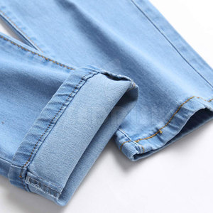 Jean droit décontracté pour homme, sur mesure, délavage moyen, motif uni, écologique, pour l'été, le printemps et l'automne, couleur et logo personnalisables - Product Image 6