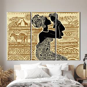 Printed Canvas: Ethnic Patterns Art, African Woman, Safari Animals,3P:Gallery <b>Wrapped</b> - Product Image 1